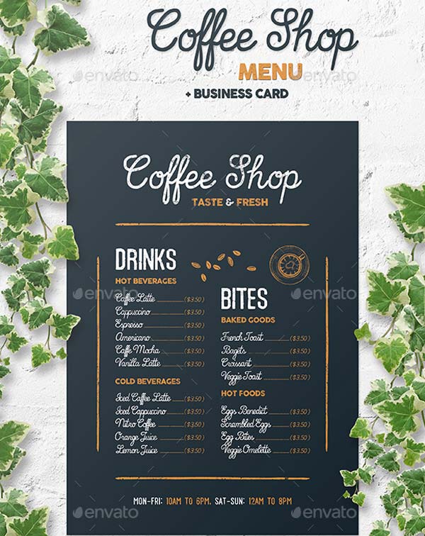 Best Coffee Shop Menu Templates Free Editable PSD, Ai, Vector Formats
